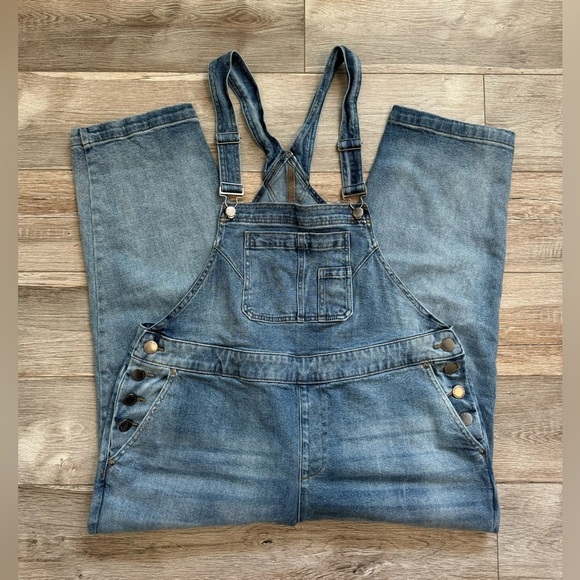 Lane Bryant Women’s Mid-Rise Essential Stretch Overalls Denim Carpenter Bibs‎ 16 - Picture 1 of 11